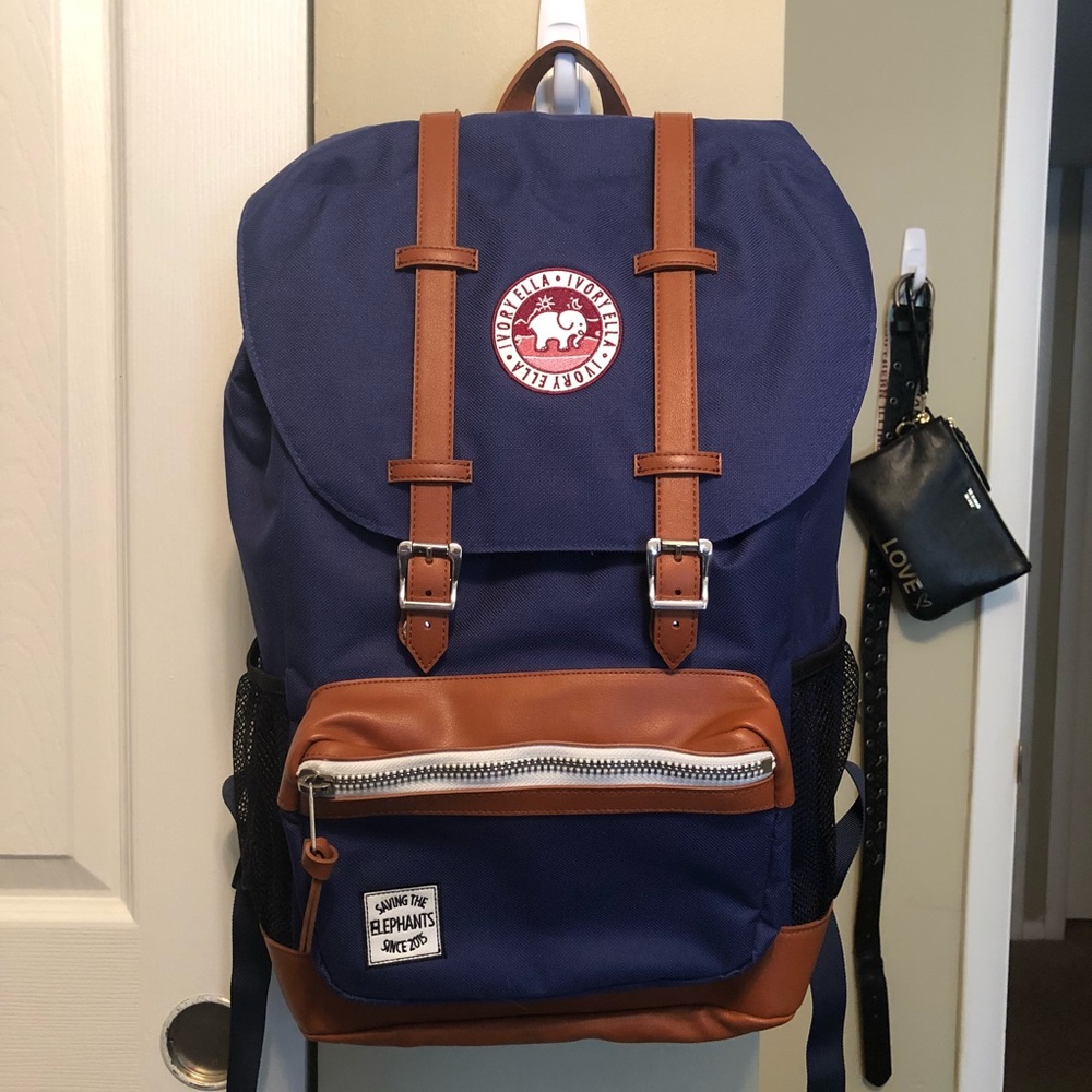 Ivory Ella Navy Varsity back pack